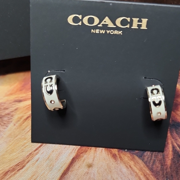 Coach Silver Hoop Earrings for Women - Picture 1 of 1